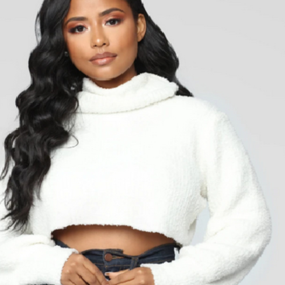 Fashion Nova Ivory Crop Top Turtleneck